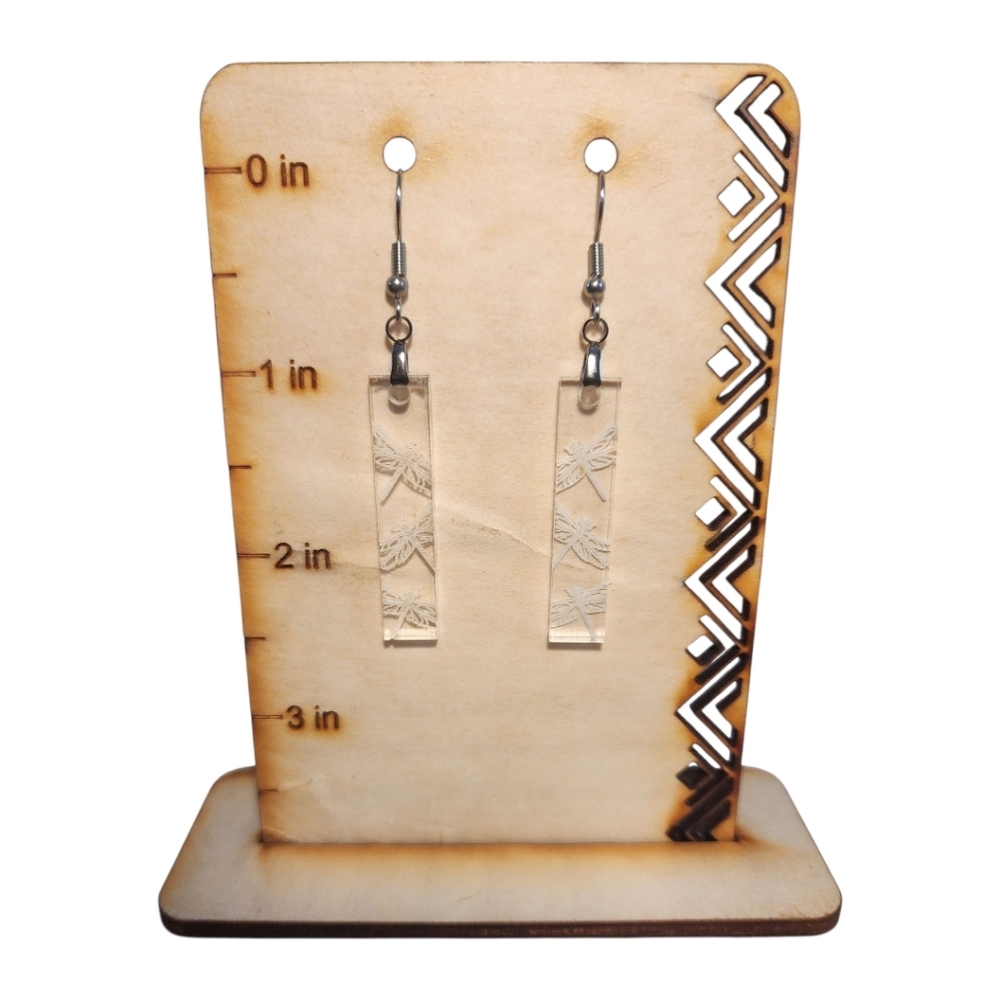 Dragonfly Etched Acrylic Drop Earrings